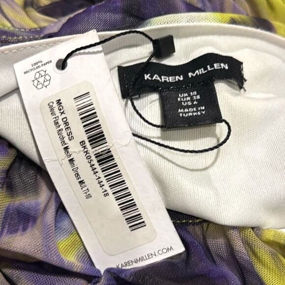 NWT Karen Millen Colour Flash Ruched Bodycon Mini Dress US Size 6. - Picture 4 of 9